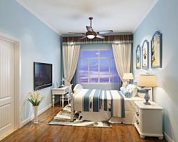 94平地中海风格公寓卧室设计效果图