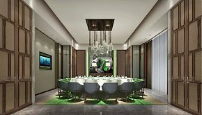 餐厅绿色包厢设计效果图