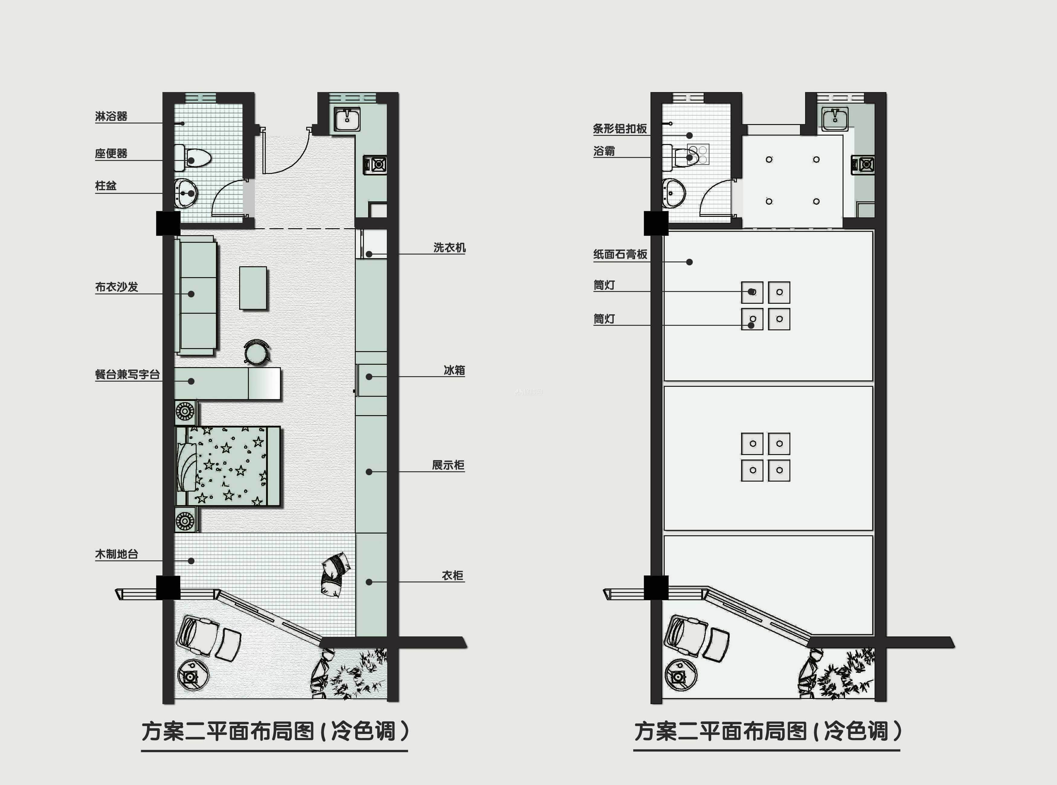 简约风格单身公寓平面设计图