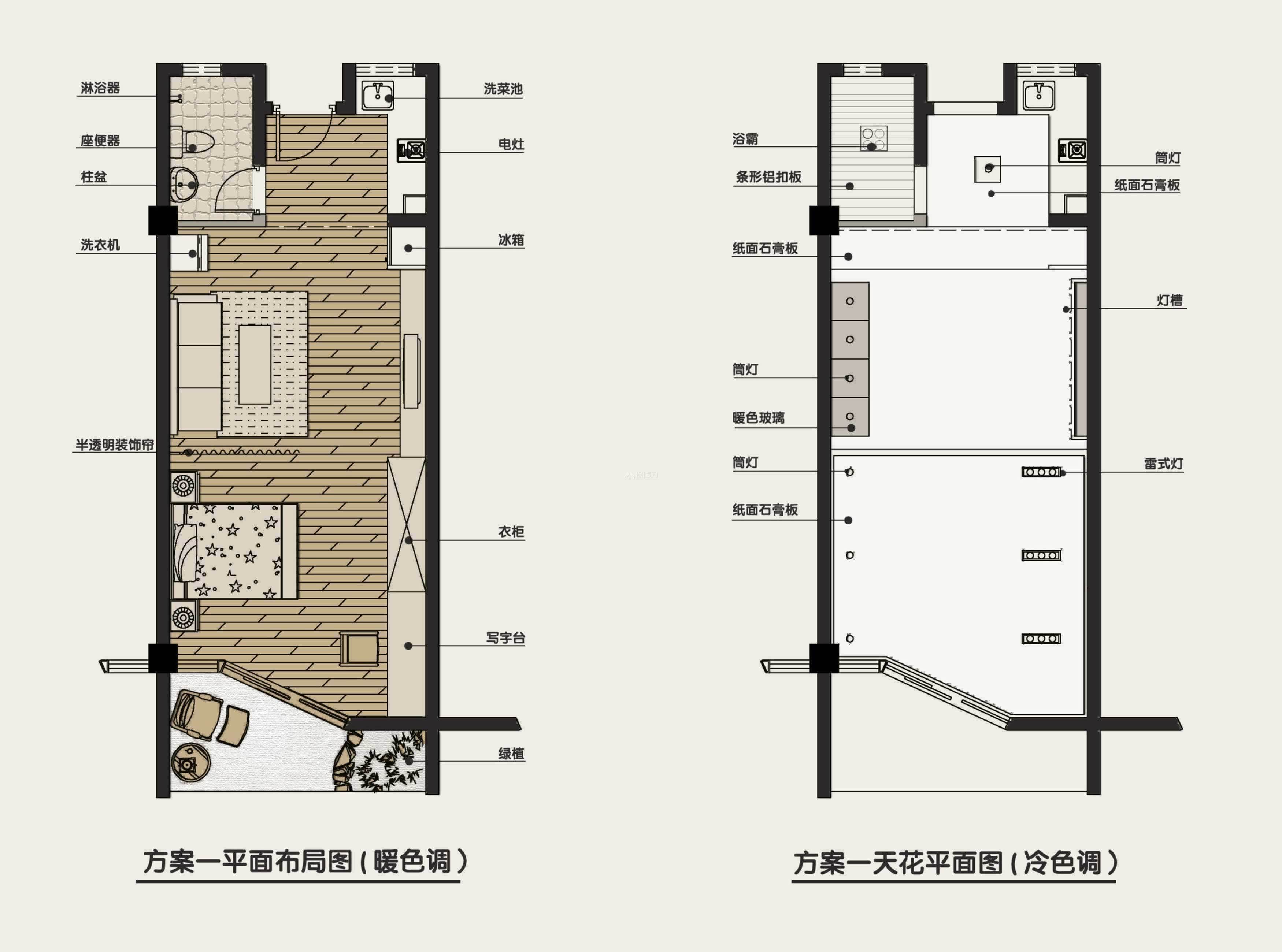 简约单身公寓平面设计图纸