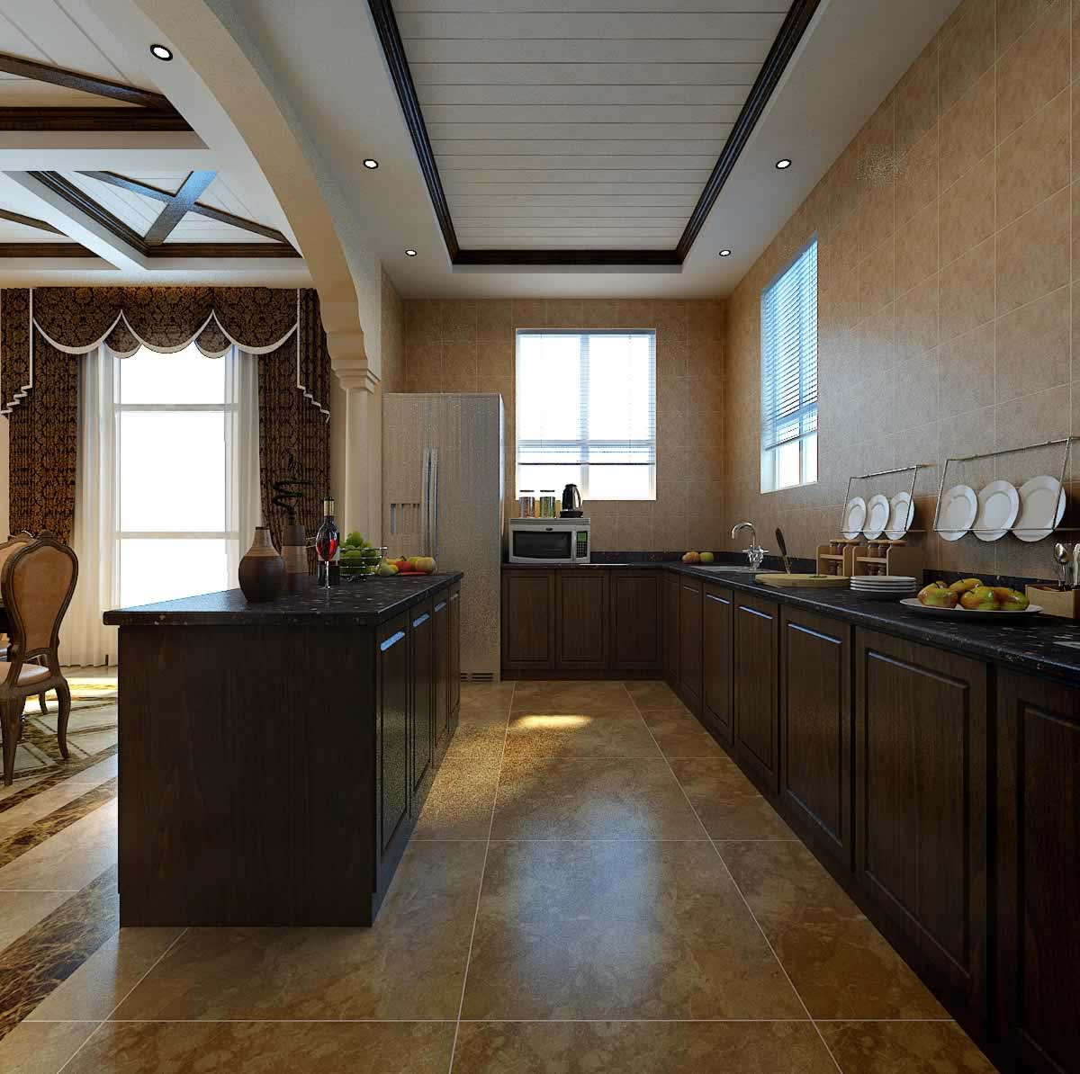 欧式厨房客厅装修效果图 – 设计本装修效果图