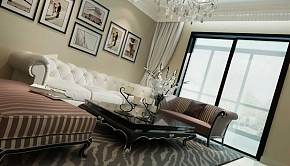 70平米现代欧式风格客厅沙发照片墙设计