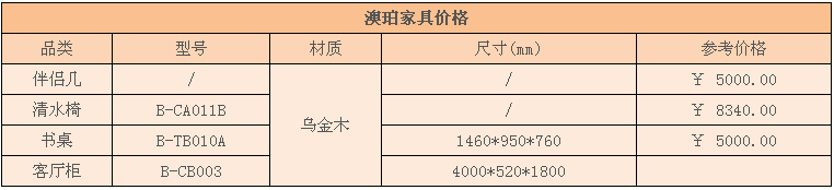 澳珀家具价格