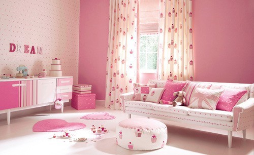 粉色客厅整体效果图图片