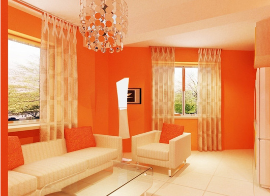 橙色客厅装修效果图