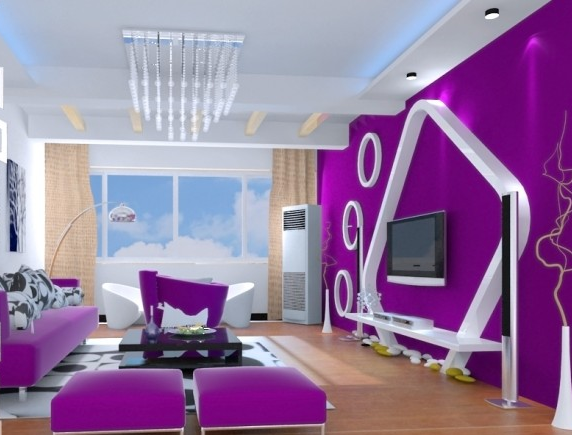 紫色客厅装修效果图