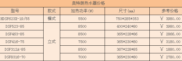 奥特朗热水器价格