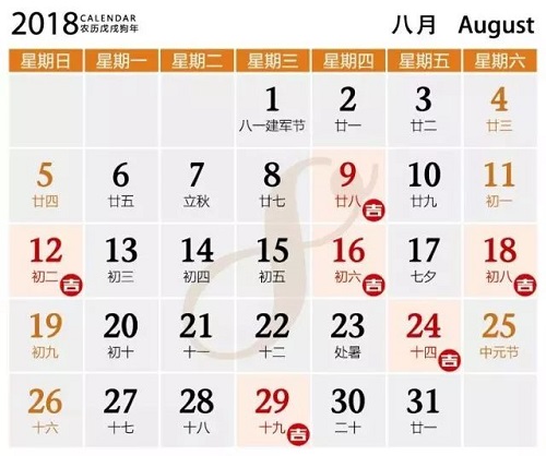 2018年装修吉日早知道