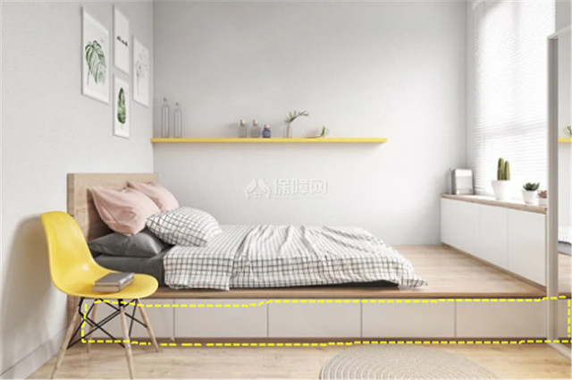 卧室小放不下床怎么办 直接做个地台床省空间又能收纳