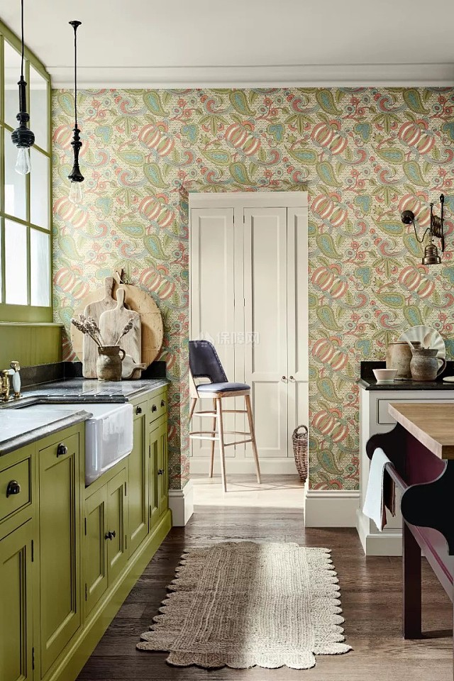 厨房壁纸创意 16种精美设计让你家厨房焕然一新 装修保障网