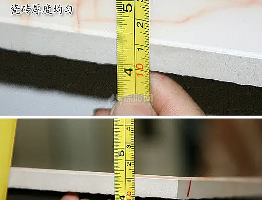 瓷砖厚度一般0.9cm～1.2cm.