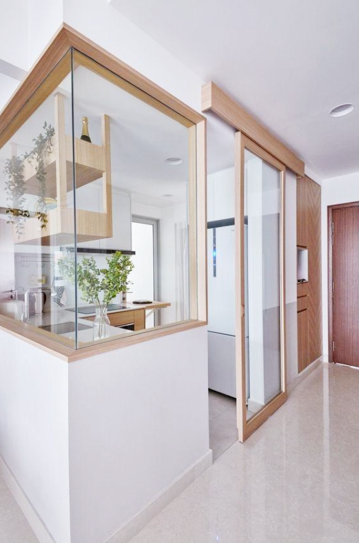 怎么提高厨房实用性设计 一半墙一半玻璃!
