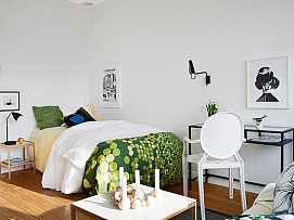33平单身公寓现代风格卧室图片