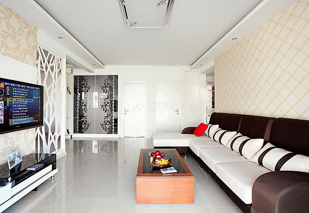 白色镂空隔断 白色时尚两居 二居室装修,90平米装