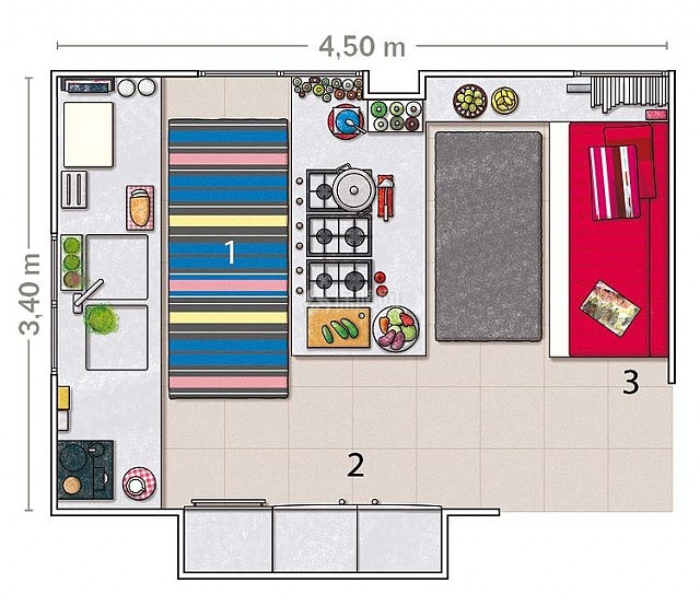 15平米厨房的设计图。