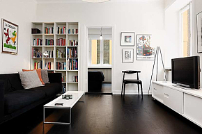 黑白色调北欧公寓客厅图片