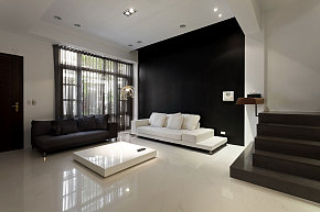 现代简约炫酷黑白 纯净时尚复式公寓