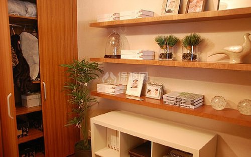 為了節(jié)省空間，連衣柜都放在這里，擺放一盆綠植顯得更