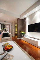 82平米简约舒适风格两居室客厅电视背景墙装修设计