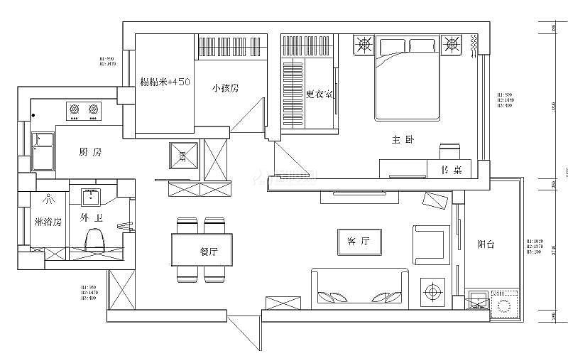 71方老房翻新 简约两室一厅 婚房装修,二居室装修