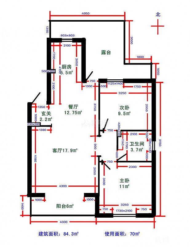 红绿撞色 16万打造84平宜家风 二居室装修,80