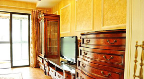97平米时尚欧式风格三居室客厅电视背景墙效果图