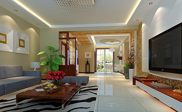次设计主要以接近自然、简约为主，门厅的设计和吊顶用