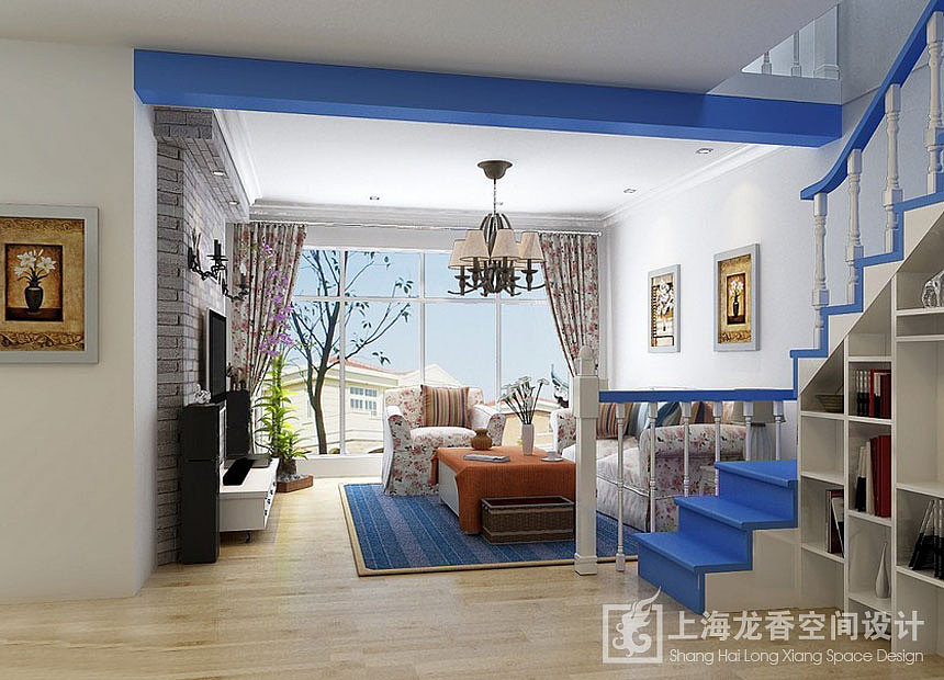 120平   地中海的蓝  复式装修