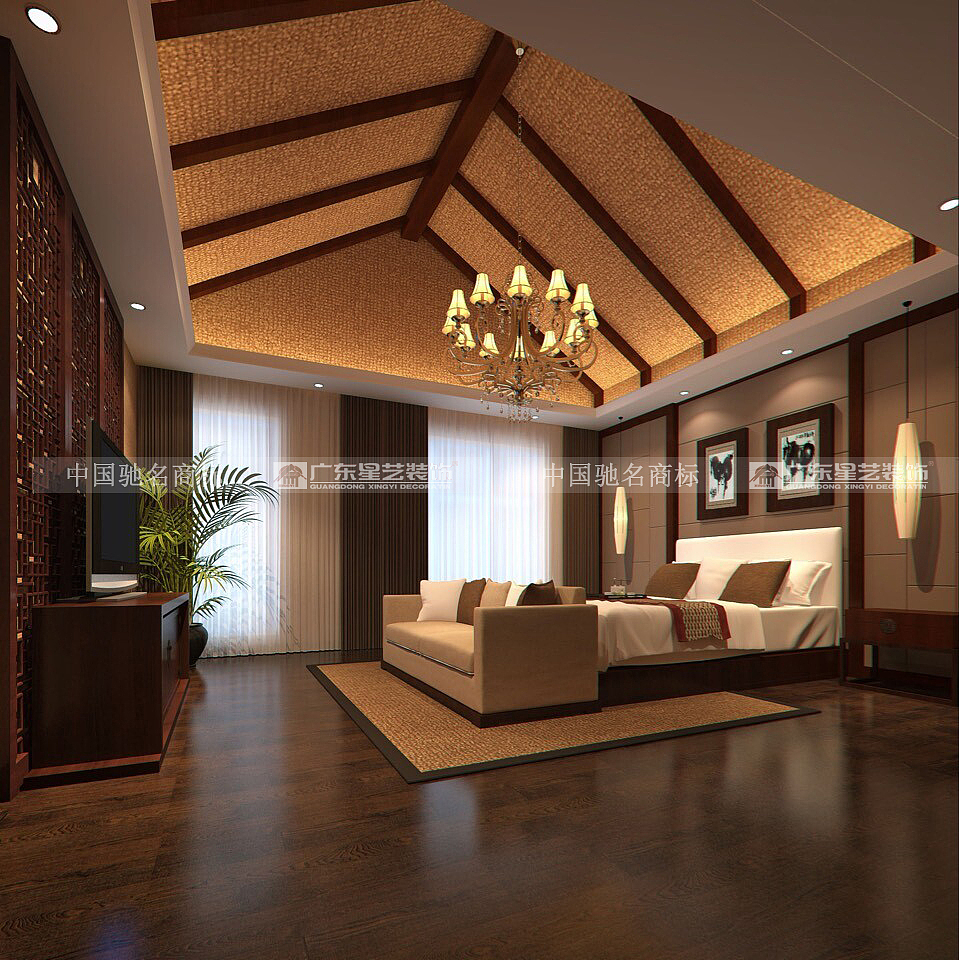 主要用材石材地面拼花，玻璃扶手，木通格花，硬包，墙