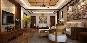 110平东南亚三居客厅设计