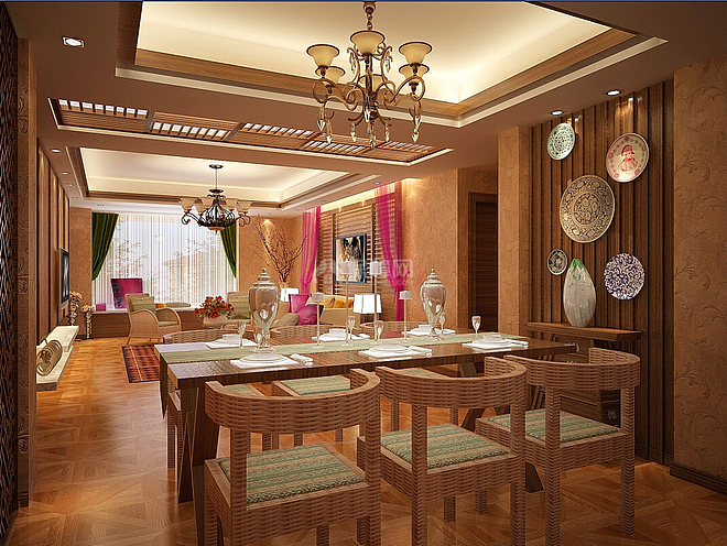東南亞風格家居餐廳效果圖片