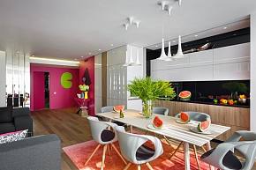 现代彩色梦幻公寓客厅效果图