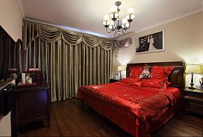 大气美式风格卧室窗帘图片