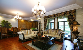 美式别墅客厅装修设计图片