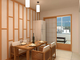 日式极简风格餐厅效果图
