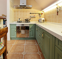 110平米美式小清新风格三居室厨房装修设计