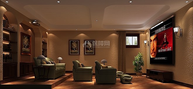 欧式古典风格别墅视听室背景墙设计