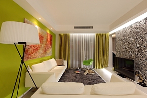现代温馨两居室客厅电视背景墙装修设计
