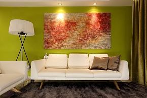 现代温馨两居室客厅沙发背景墙图片
