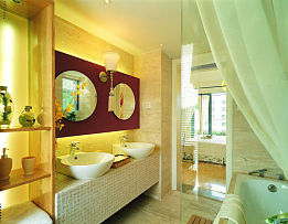 现代温馨风格三居室卫生间背景墙设计