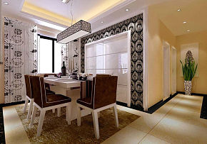 舒适现代风格三居室餐厅背景墙装修效果图