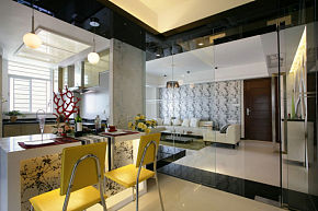 118平米现代时尚风格厨房吧台装修设计