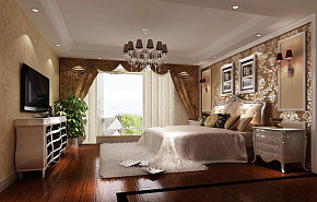 187平四居室欧式古典风格卧室吊顶装修图片