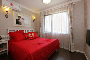 72平清爽地中海混搭美式卧室背景墙设计
