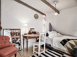 迷人北欧复式公寓卧室床效果图