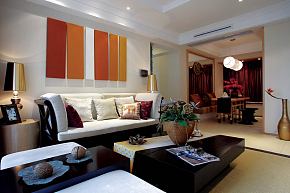 125平米东南亚风格客厅沙发背景墙效果图