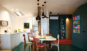 65平多彩小户型公寓餐厅厨房装修设计