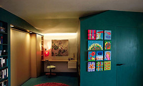 65平多彩小户型公寓书房背景墙装修图片