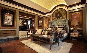 93平米新古典风格复式卧室背景墙设计图