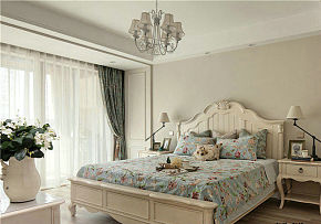 140平米时尚美式风格三居室卧室吊顶图片